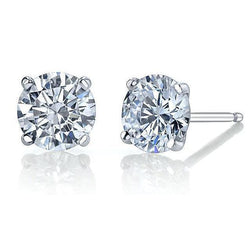 2.00 Carats Diamonds Women Studs Earrings 14K White Gold