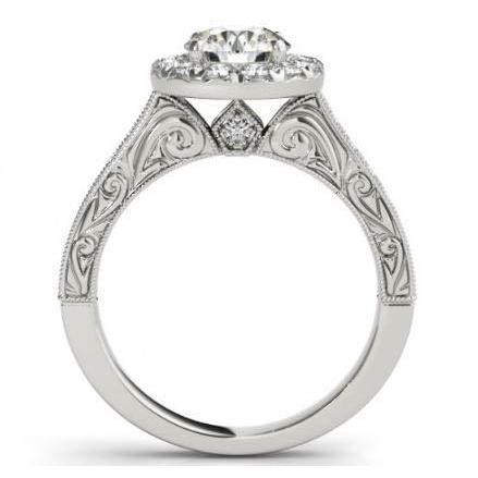 2.00 quilates redondo estilo antigo Halo Diamonds anel em ouro branco 14K - harrychadent.pt
