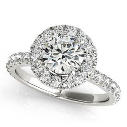 2.00 Carats Round Diamonds Halo Ring Solid Gold 14K