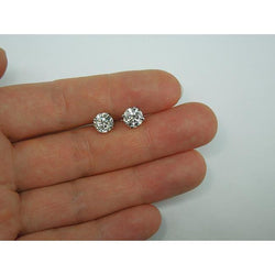 2.00 Carats Round Diamonds Pair Studs Earrings White Gold
