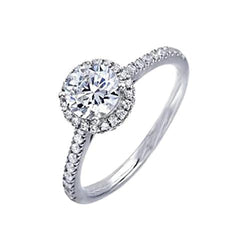 2.00 Ct. Diamond Engagement Ring White Gold Halo With Accents On Shank
