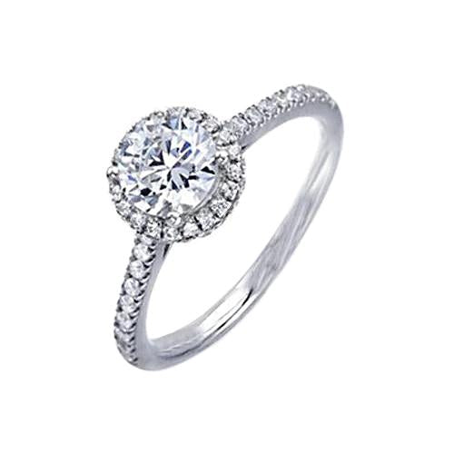 2.00 Ct. Anel de noivado de diamante Halo de ouro branco com detalhes na haste - harrychadent.pt