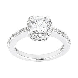 2.01 Carat Halo Cushion Center Diamond Engagement Ring White Gold 18K