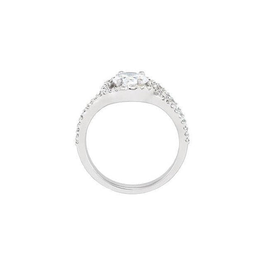 2.01 quilates redondo brilhante Halo Diamond Aliança em ouro branco 14K - harrychadent.pt