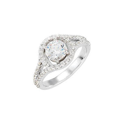 2.01 Carat Round Brilliant Halo Diamond Wedding Ring White Gold 14K