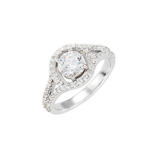 2.01 quilates redondo brilhante Halo Diamond Aliança em ouro branco 14K - harrychadent.pt