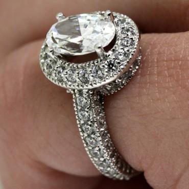 2.05 quilates estilo vintage halo diamante anel de casamento ouro branco 14K - harrychadent.pt