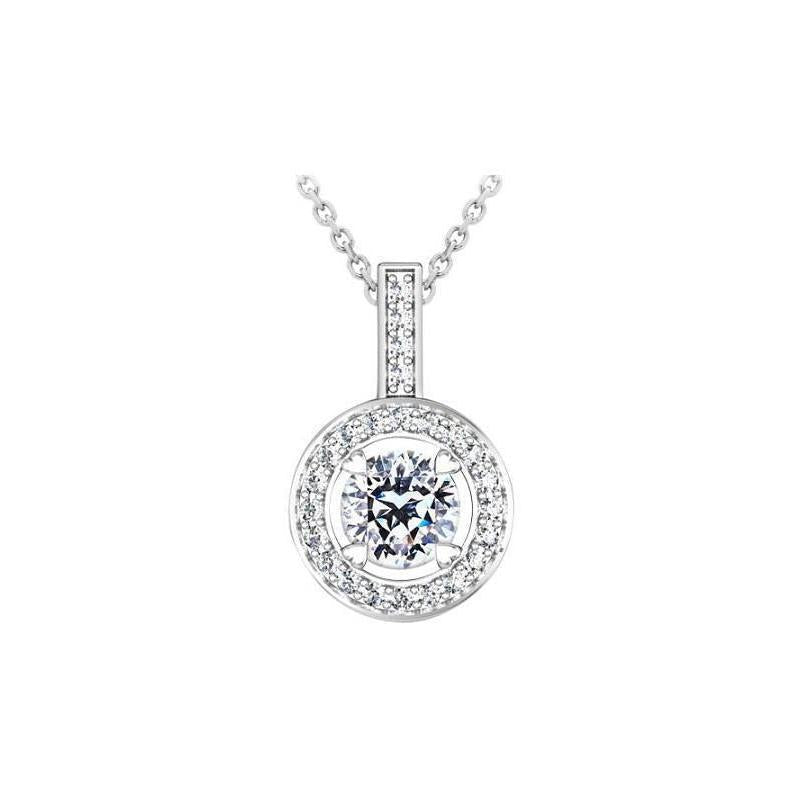 2.10 quilates de diamantes lapidação redonda Lady pingente colar ouro branco 14K - harrychadent.pt