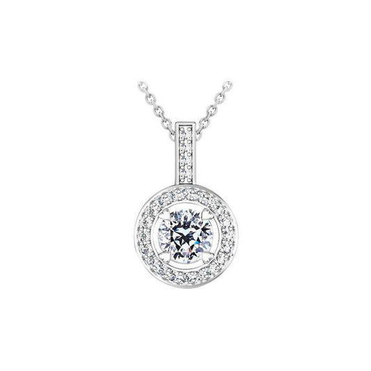 2.10 quilates de diamantes lapidação redonda Lady pingente colar ouro branco 14K - harrychadent.pt