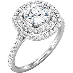 2.16 Carat Sparkling Cushion  Round Diamonds Wedding Ring Halo
