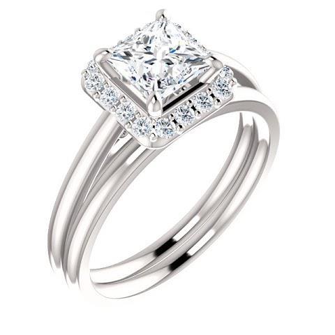 Anel de aniversário redondo de diamante de 2.25 quilates Halo Princess - harrychadent.pt