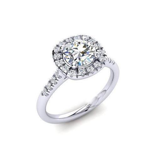 Halo de 2.25 quilates anel de diamante redondo em ouro branco 14K - harrychadent.pt
