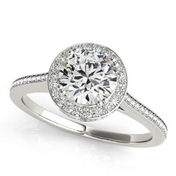 2.25 Carats Halo Round Diamonds Solid White Gold 14K Engagement Ring