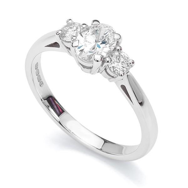 2.30 quilates oval e redondo 3 pedra diamante anel de ouro branco 14K - harrychadent.pt