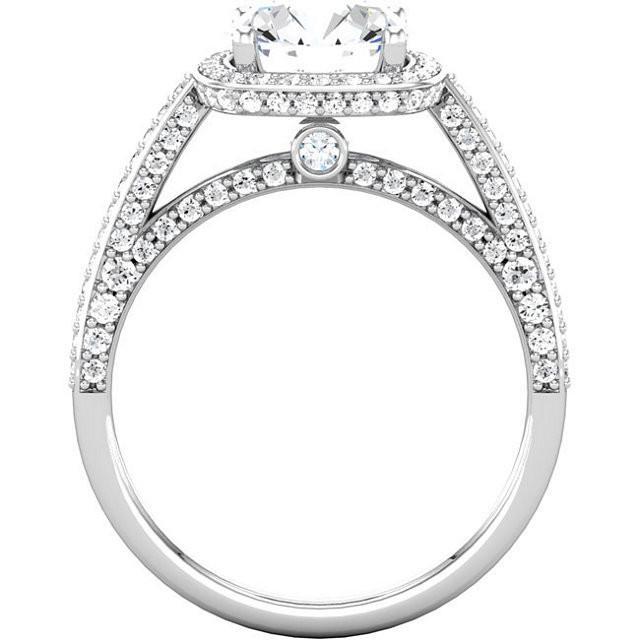 Anel de noivado Halo de diamante redondo de 2.31 quilates em ouro branco 14K - harrychadent.pt