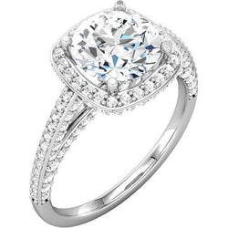 2.30 Carats Round Diamond Halo Engagement Ring White Gold 14K