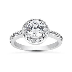 2.30 Ct Solitaire With Accents Halo Ring Round Diamonds