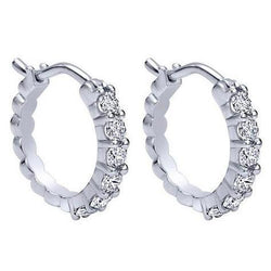 2.4 Ct Round Cut Diamond Hoop Earrings 14K White Gold