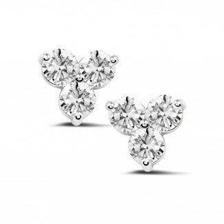 Brincos femininos de diamante de corte redondo de 2.40 quilates em ouro branco 14K - harrychadent.pt