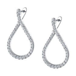 2.5 Carats Hoop Diamond Earrings White Gold Jewelry