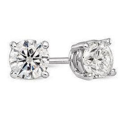 2.5 Ct Round Cut Real Diamond Stud Women Earring Solid White Gold 14K