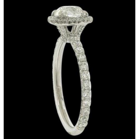 2.50 quilates estilo antigo Halo almofada anel de diamante em ouro branco 14K - harrychadent.pt