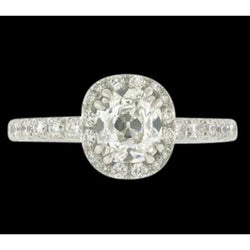 2.50 Carats Antique Style Halo Cushion Diamond Ring White Gold 14K