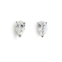 2.50 Carats Pear Cut Sparkling Diamonds Studs Earrings White Gold