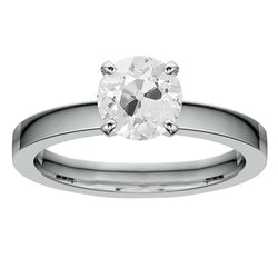 2.50 Carats Real Diamond Old Mine Cut Solitaire Ring 4 Prong White Gold 14K Jewelry
