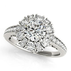 2.50 Carats Round Diamond Engagement Halo Ring Solid White Gold 14K