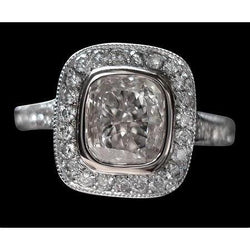 2.51 Carat Halo Cushion Diamond Wedding Ring White Gold 14K