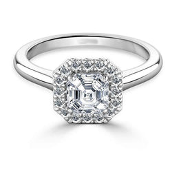 2.55 Carats Assher & Round Diamond Wedding Halo Ring