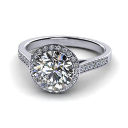 2.60 Carats Diamond Wedding Halo Ring Gold White 14K