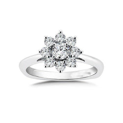 2.60 Carats Flower Style Diamond Anniversary Halo Ring 14K White Gold