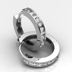 2.60 Ct Bezel Set Round Cut Diamond Hoop Earring 14K White Gold
