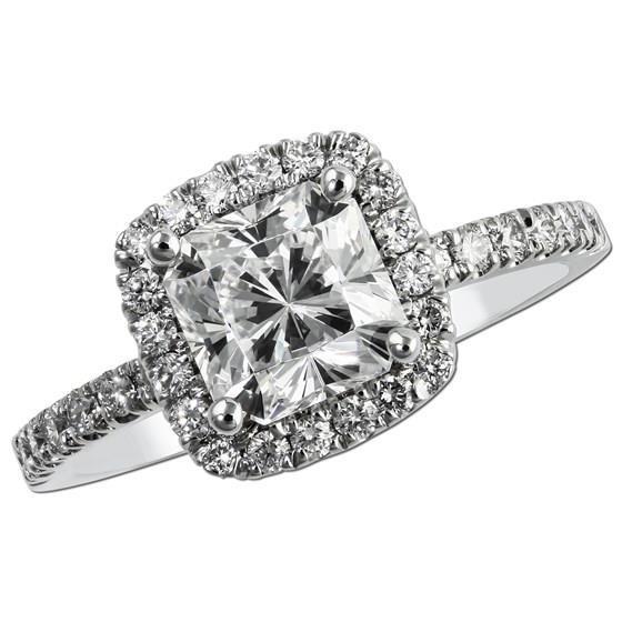 Diamantes cintilantes de 2.65 quilates anel de aniversário de halo em ouro branco 14K - harrychadent.pt