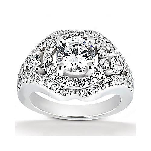 2,72 Ct. Grande joia de aniversário de ouro branco com anel de diamante - harrychadent.pt