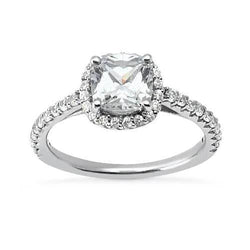 2.75 Carat Cushion Halo Diamond With Accents Ring White Gold 14K New