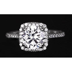 2.75 Carats Round Real Diamond Halo Engagement Ring