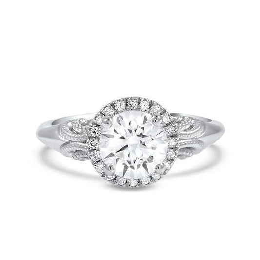 Anel Halo de diamante redondo acentuado de 2.85 ct em ouro branco - harrychadent.pt