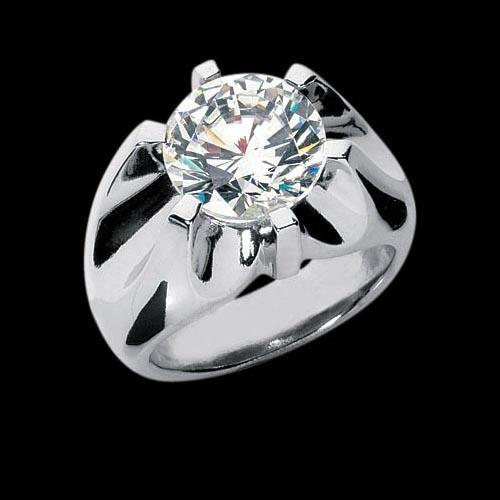 Solitário masculino com diamante grande de 3 quilates e ouro branco - harrychadent.pt