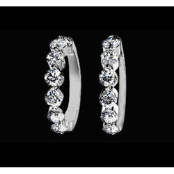 3 Carat Diamonds Hoop Earrings Lady Jewelry Solid White Gold