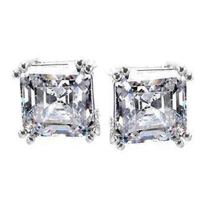 3 quilates Asscher Cut Diamond Stud Earrings Platinum novos - harrychadent.pt