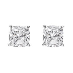3 Carats Diamond Stud Earring Cushion Cut White Gold 14K