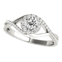 3 Carats Halo Wedding Ring Round Old Miner Diamond Infinity Style