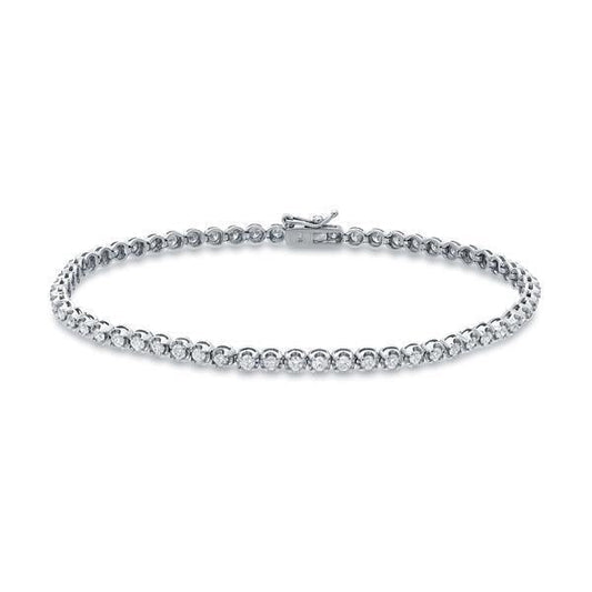 Pulseira de tênis de 3 quilates para senhora com corte redondo de diamante e ouro maciço branco 14K - harrychadent.pt