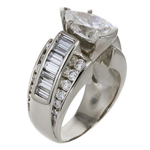 Anel de casamento de diamante com corte de pêra de 3 quilates e joias finas de ouro branco - harrychadent.pt