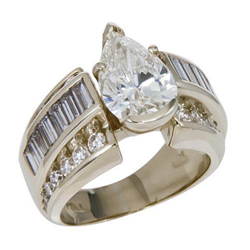 Anel de casamento de diamante com corte de pêra de 3 quilates e joias finas de ouro branco - harrychadent.pt
