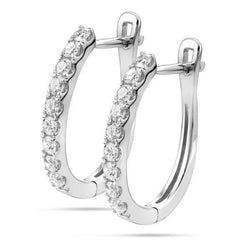 3 Carats Round Cut Diamond Hoop Earring Solid Gold Women Jewelry