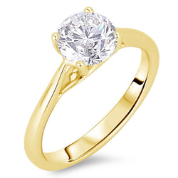 3 Carats Round Cut Solitaire Diamond Wedding Ring Yellow Gold 14K